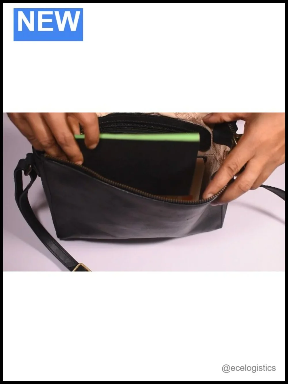 Hand-painted Genuine Leather Crossbody Bag with Adjustable Strap
